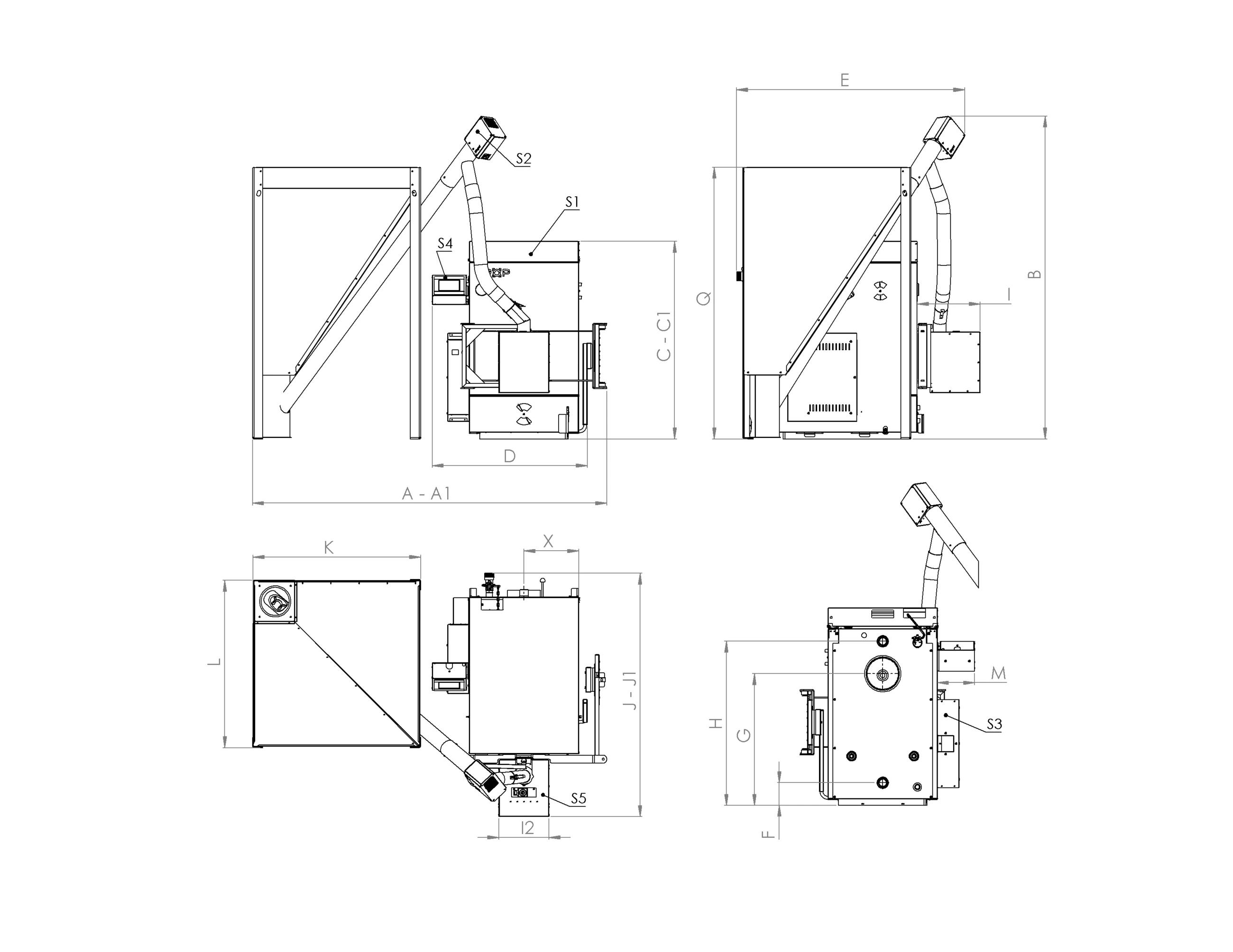 H4ECO PELET s externí násypkou na 220 kg pelet